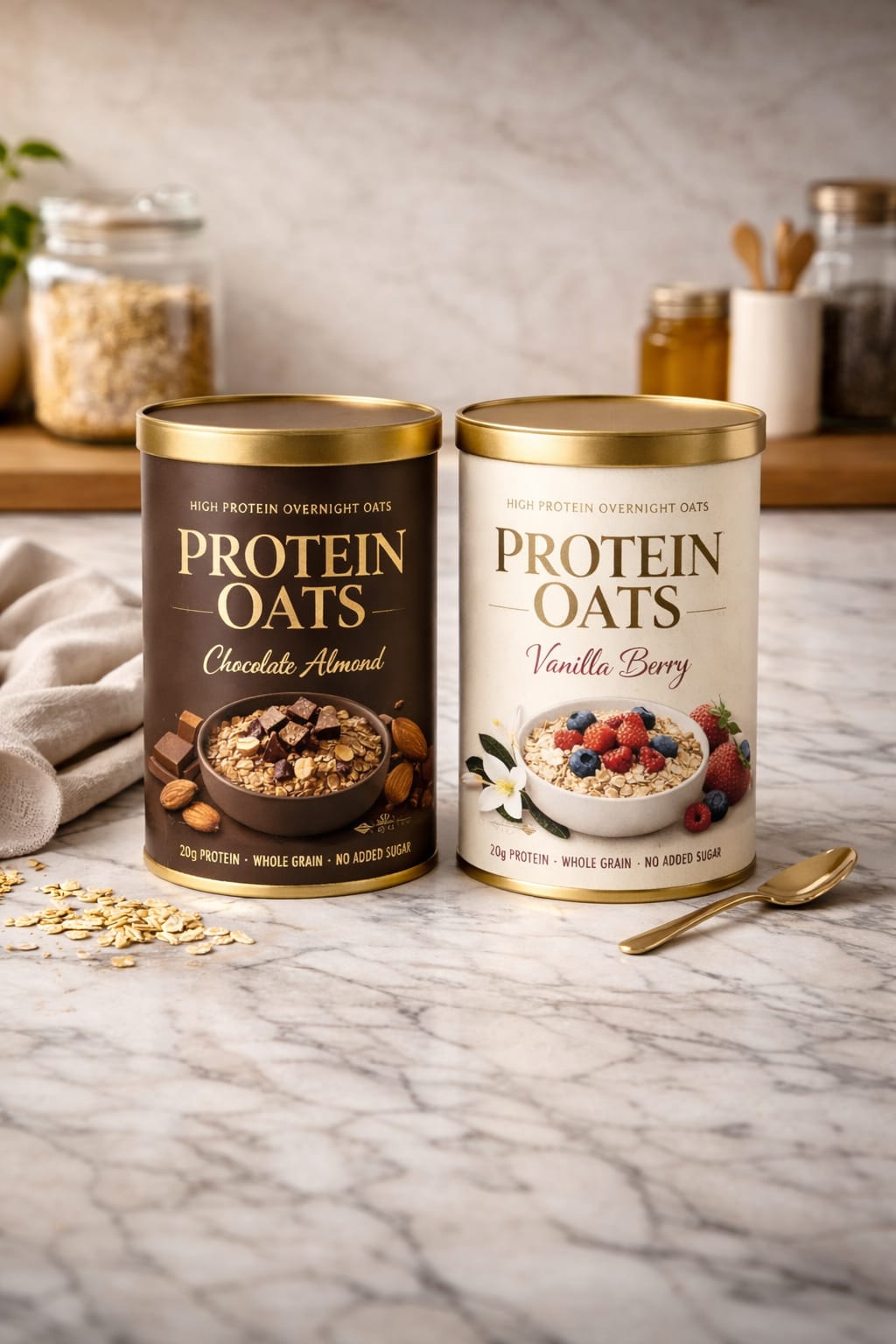 علب شوفان بالبروتين